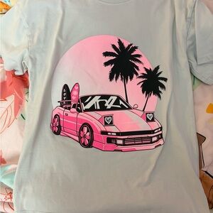 Cat & Jack Pale Blue Tee with Pink Graphic and Black Print